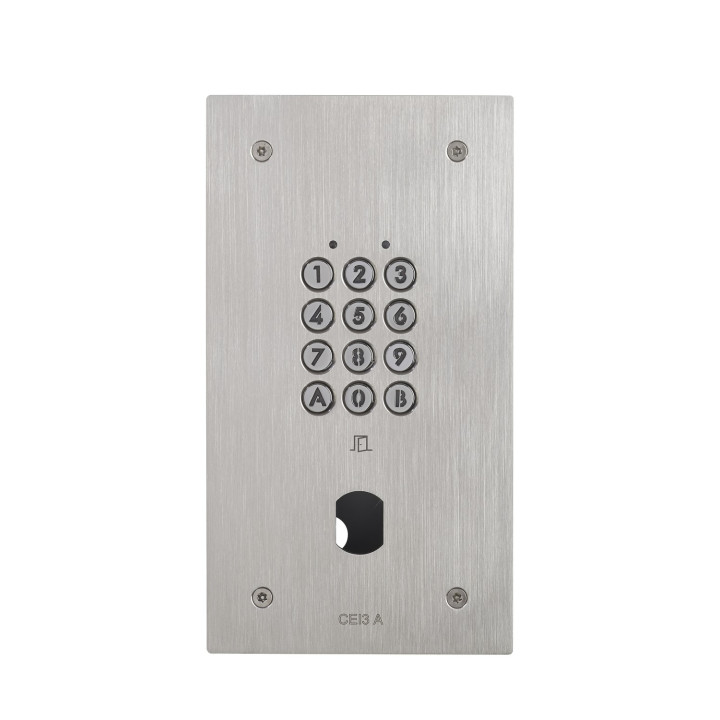 Clavier encastré inox 100 codes / 2 relais. Percé Ø 25 mm. Livré sans obturateur