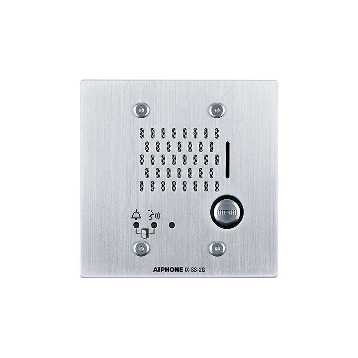 Platine audio IP, encastrée inox, 1 BP, synthèse vocale & pictos, hauteur 120 mm