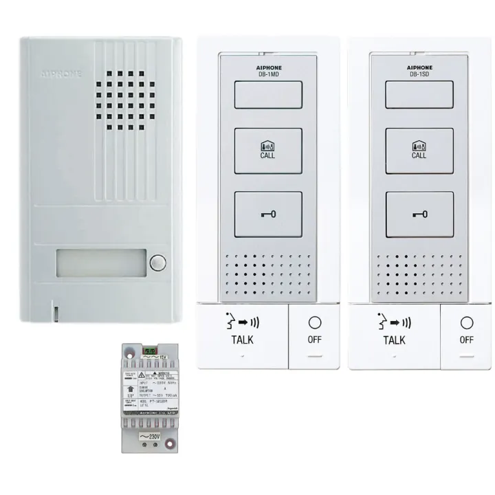 Kit Audio 2 Fils Intégral Mains Libres Avec Platine Saillie 1 Bp & 2 Postes