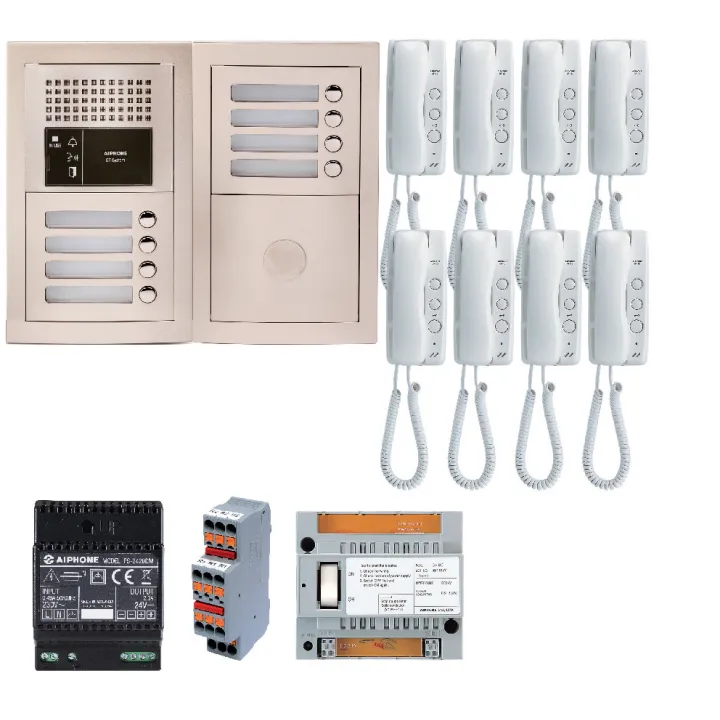 Pack Audio 8 Bp Programmé, Encastré, Centrale, Alimentation & 8 Postes Audio Gt1D