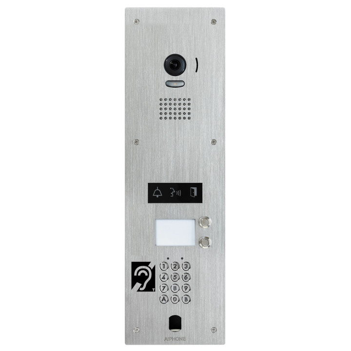 Plat. vidéo inox enc. 2BP, clavier, trou VIGIK+, picto, synthèse & b. magnétique