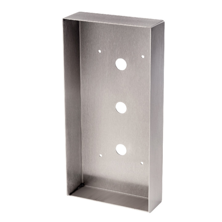 Cadre saillie inox avec visière pour platine vidéo 1 bouton d'appel JPDVFL