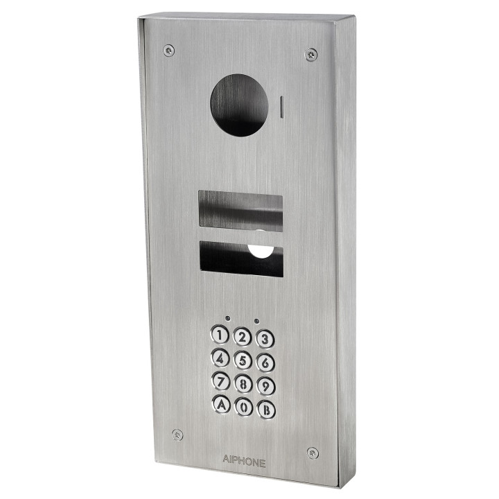 Façade inox, saillie, clavier 100 codes, 2 relais pour JVS1F ou platine JVDVF