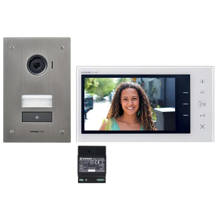 Kit Jv 2 Fils Intégral, Platine Inox Encastrée, Moniteur 7'' & Alimentation