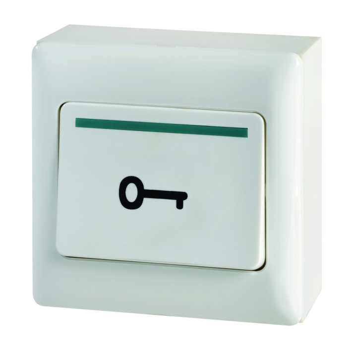 BP de sortie, en ABS blanc, pose en saillie, à double sécurités NO/NF