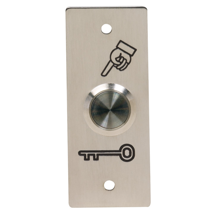 Bouton poussoir de sortie, en inox, encastrable et à double sécurités NO/NF