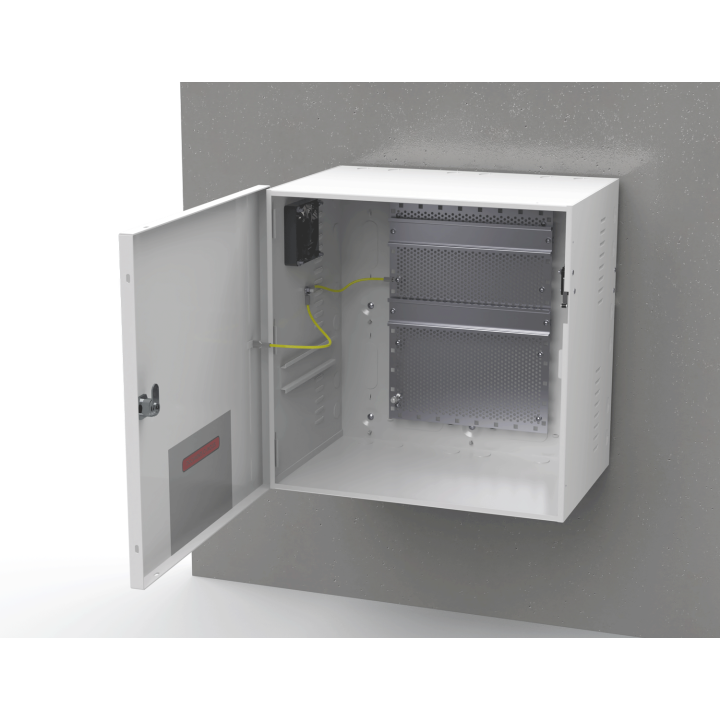 Coffret Modulaire Blanc 355X355X237Mm Avec Rail Din + Grille Perforée