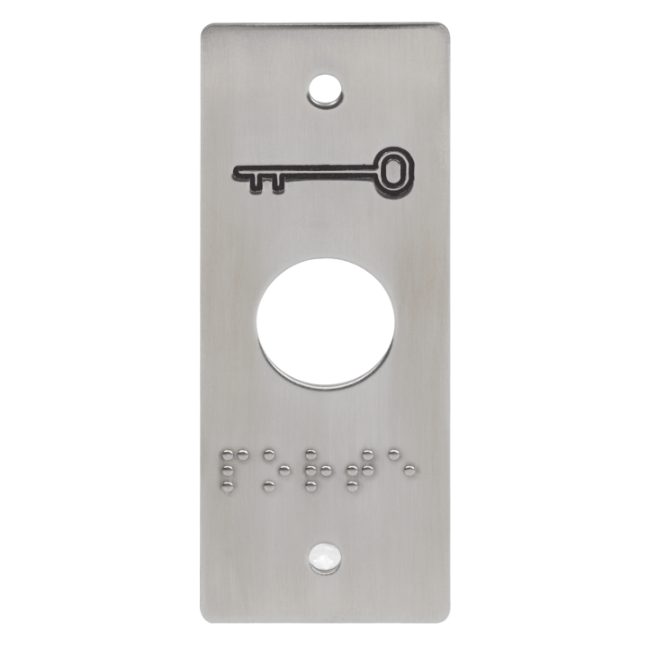 Plaque Inox Pour Pb19 Pictos Clé + Marquage Braille Porte