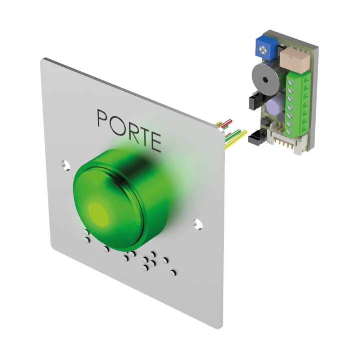Bouton Poussoir Champignon+Plaque D'Encastr Porte Et Braille+Buzzer Led
