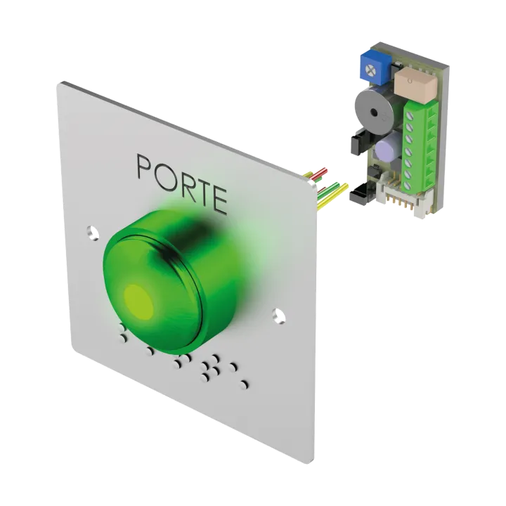 Bouton Poussoir Champignon+Plaque D'Encastr Porte Et Braille+Buzzer Led