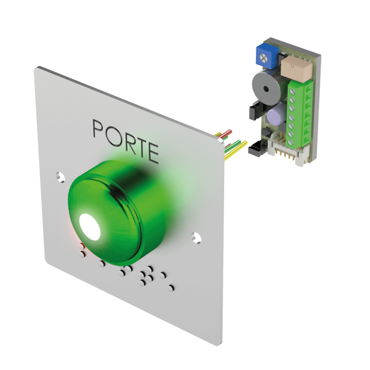 Bouton Poussoir Champignon+Plaque D'Encastr Porte Et Braille+Buzzer Led