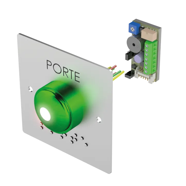 Bouton Poussoir Champignon+Plaque D'Encastr Porte Et Braille+Buzzer Led