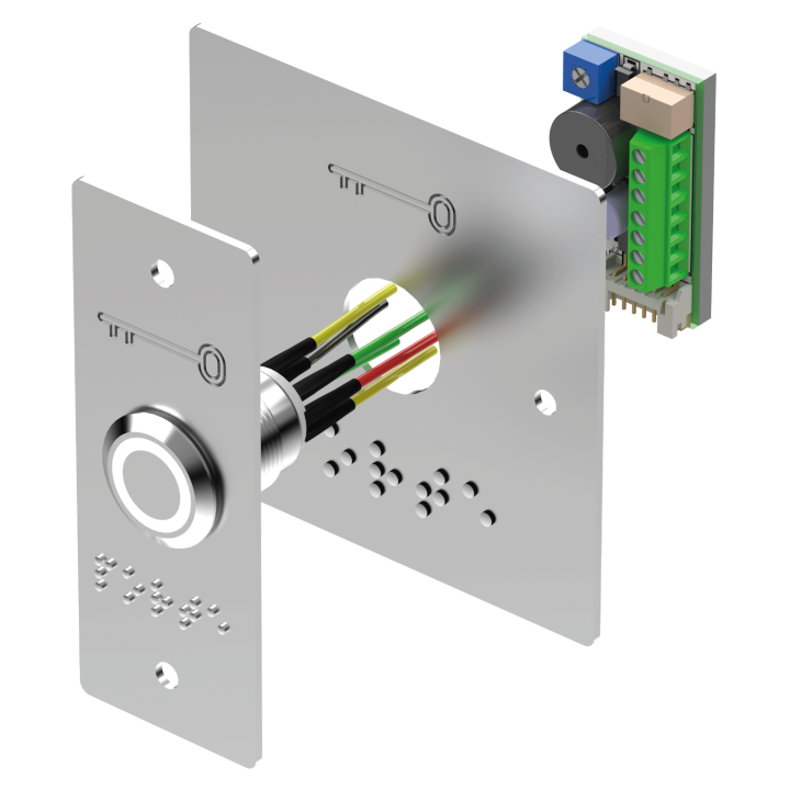 BP inox avec plaques étroite et large+braille PORTE  Led bicolore V/B