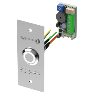 BP inox avec plaque étroite et braille PORTE  Led bicolore V/B