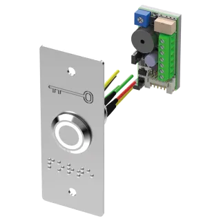 Bouton Poussoir Inox Avec Plaque Étroite Et Braille Porte Led Bicolore V/B