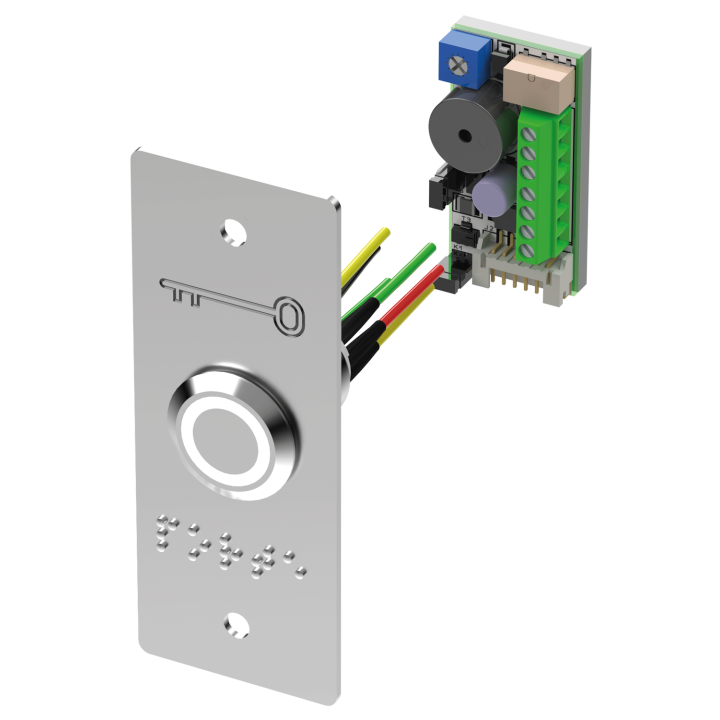 BP inox avec plaque étroite et braille PORTE  Led bicolore V/B