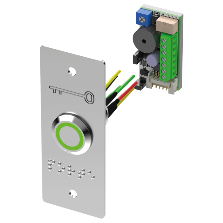 BP inox avec plaque étroite et braille PORTE  Led bicolore V/B