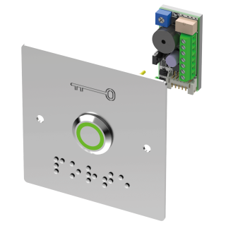 BP inox avec plaque d'encastrement et braille PORTE  Led bicolore V/B