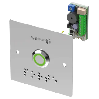 Bouton Poussoir Inox Avec Plaque D'Encastrement Et Braille Porte Led Bicolore V/B