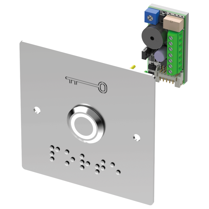 BP inox avec plaque d'encastrement et braille PORTE  Led bicolore V/B