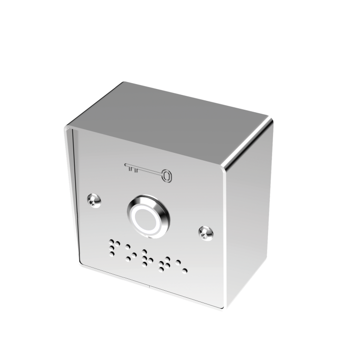 Bouton Poussoir Inox Vert/Blanc+Plaque Large Et Boitier De Mise En Applique