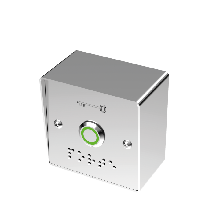 Bouton Poussoir Inox Vert/Blanc+Plaque Large Et Boitier De Mise En Applique