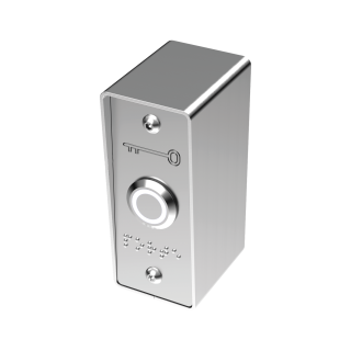 Bouton Poussoir Inox Vert/Blanc+Plaque Etroite Et Boitier De Mise En Applique