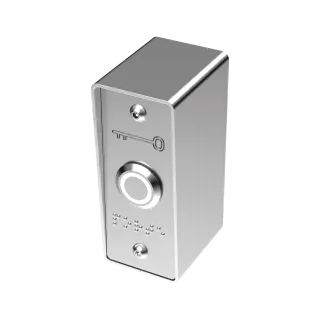 Bouton Poussoir Inox Vert/Blanc+Plaque Etroite Et Boîtier De Mise En Applique
