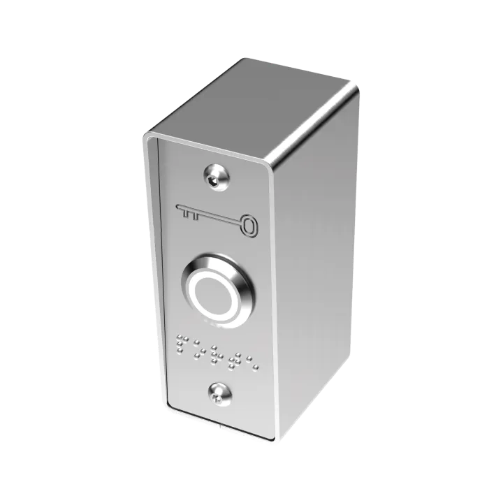 Bouton Poussoir Inox Vert/Blanc+Plaque Etroite Et Boîtier De Mise En Applique