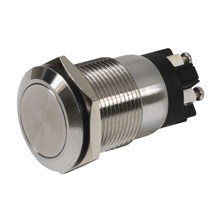 Bouton Poussoir Inox 19 Mm, No+Nc, Bornier À Vis