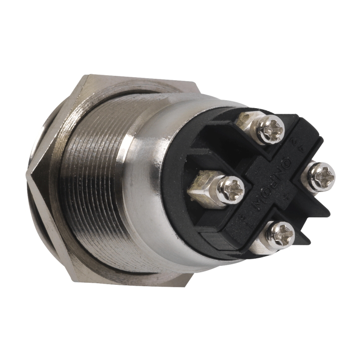 Bouton Poussoir Inox 19 Mm, No+Nc, Bornier À Vis