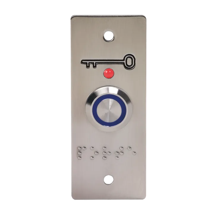 Bouton Poussoir Lumineux Bleu Avec Plaque D'Encastrement Étroite