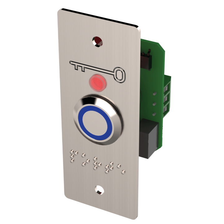 Bouton Poussoir Lumineux Bleu Avec Plaque D'Encastrement Étroite