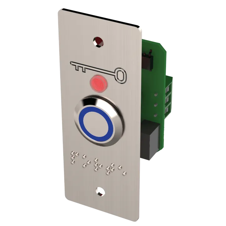 Bouton Poussoir Lumineux Bleu Avec Plaque D'Encastrement Étroite