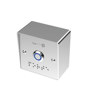 Bouton Poussoir Bleu 6Fs+Plaque Braille Et Boitier De Mise En Appli Large