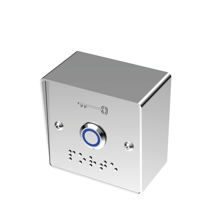 Bouton Poussoir Bleu 6Fs+Plaque Braille Et Boitier De Mise En Appli Large