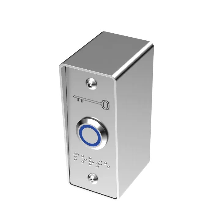 Bouton Poussoir Bleu Avec Plaque Braille Et Boîtier De Mise En Applique