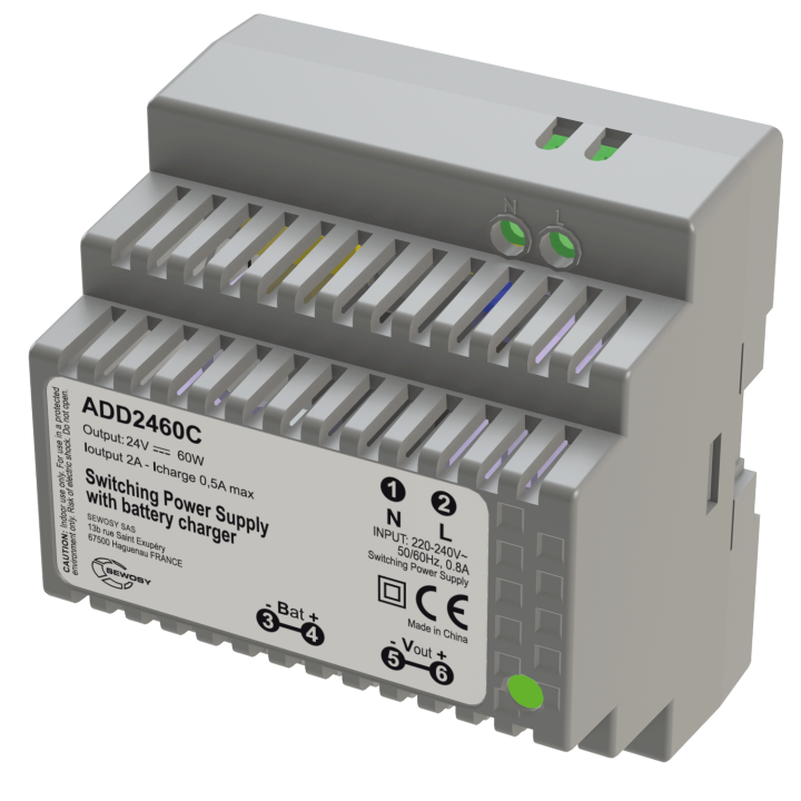 Alimentation sur rail DIN  chargeur 230V AC / 24V DC / 60W - 2A