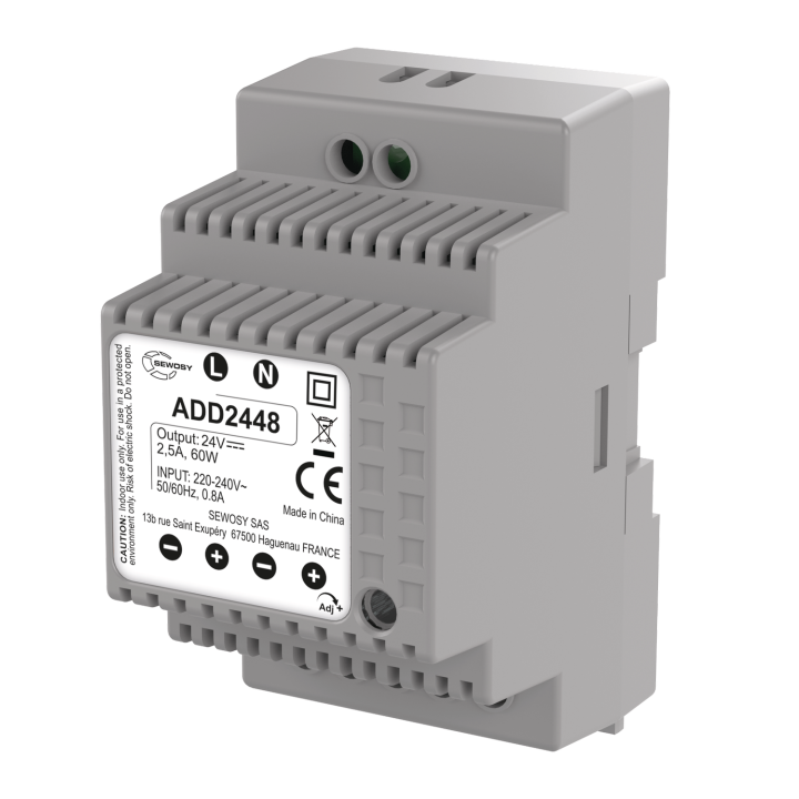 Alimentation sur rail DIN  230V AC / 24V DC / 60W - 2,5A