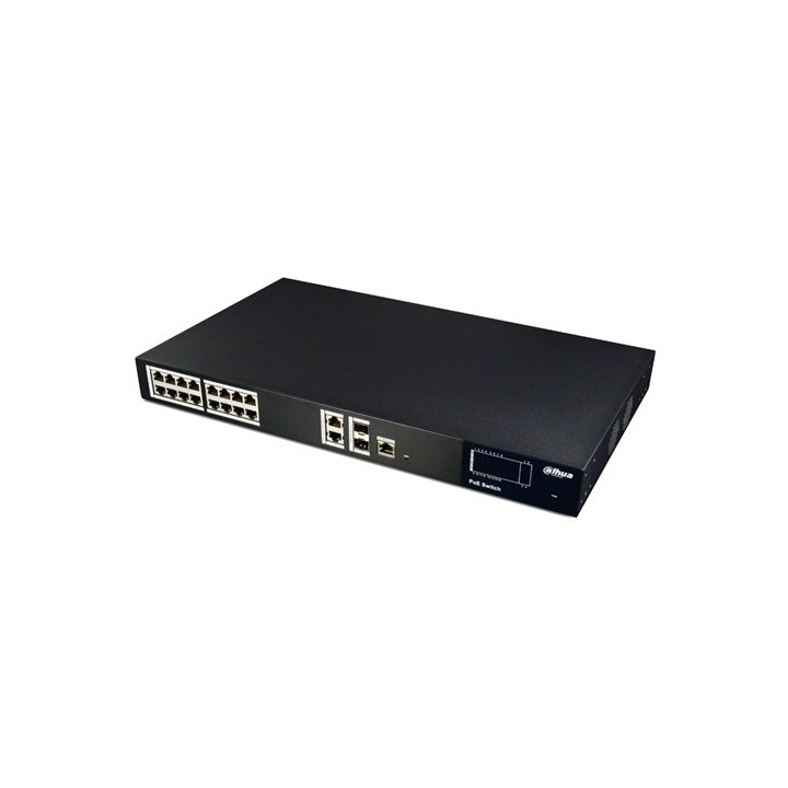 Switch Dahua 16 ports PoE 30W. Port 12 60W. budget total 240W.