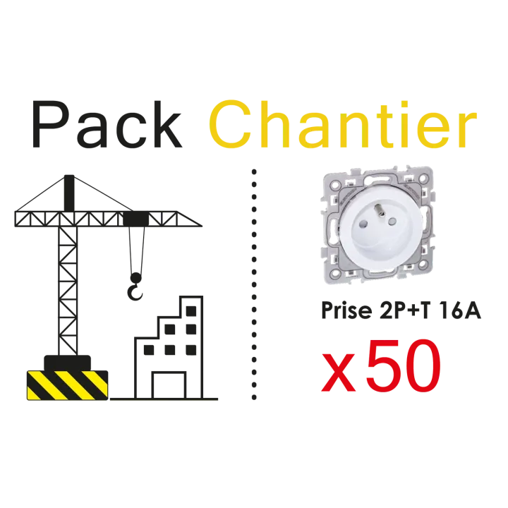 Square Lot 50 Prises 2P+T Puits Blc "Top Chantier"