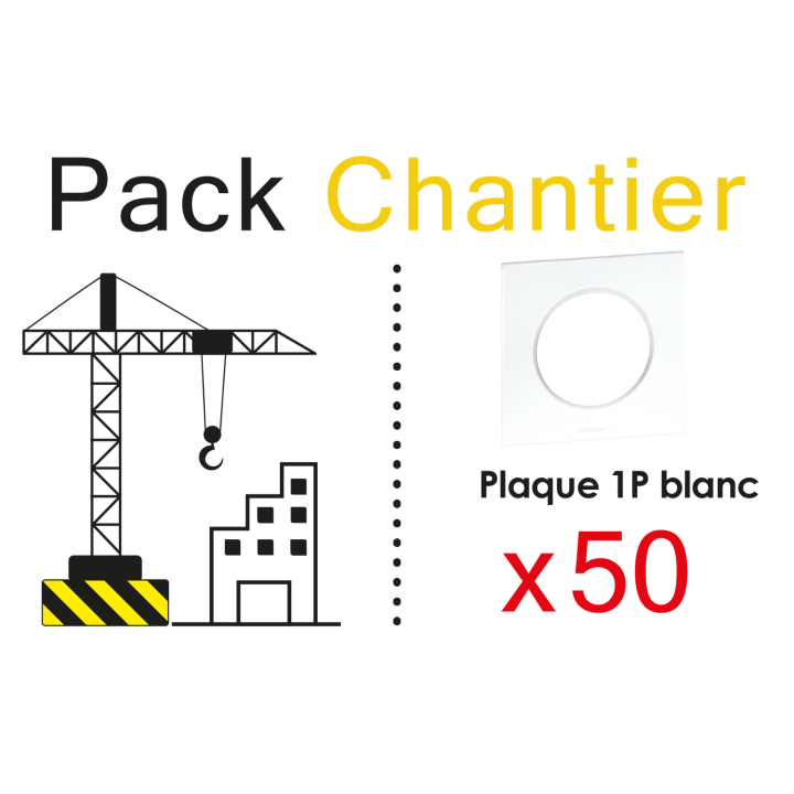 Square Lot 50 Plaque Blc 1P Pack Chantier D Qte 1:1 Lot De 50