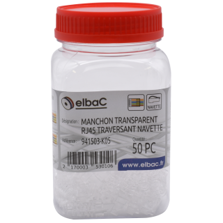 MANCHON TRANSPARENT RJ45 NAVETTE Boite 50 PC