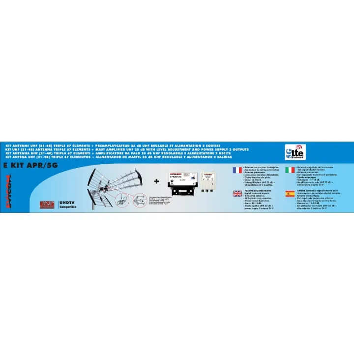 Kit Antenne Avec Préamplificateur Lte-5G + Alimentation