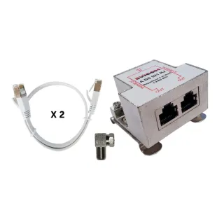 Kit Répartiteur ULB 2 dir. F/RJ45 + 2 cordons RJ/RJ plats + conn.F coudé 