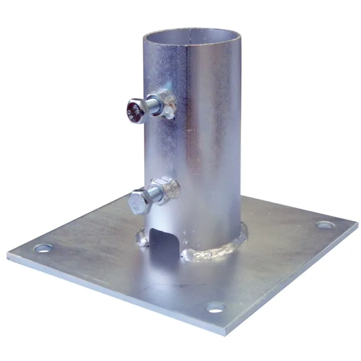 Plaque De Base Acier Pour Mâts Jusqu'À 50Mm De Diamètre (Zinc Bichromaté)