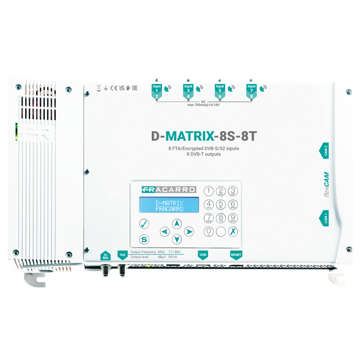Transmodulateur 8 entrées SAT + CI vers 8 sorties COFDM/QAM