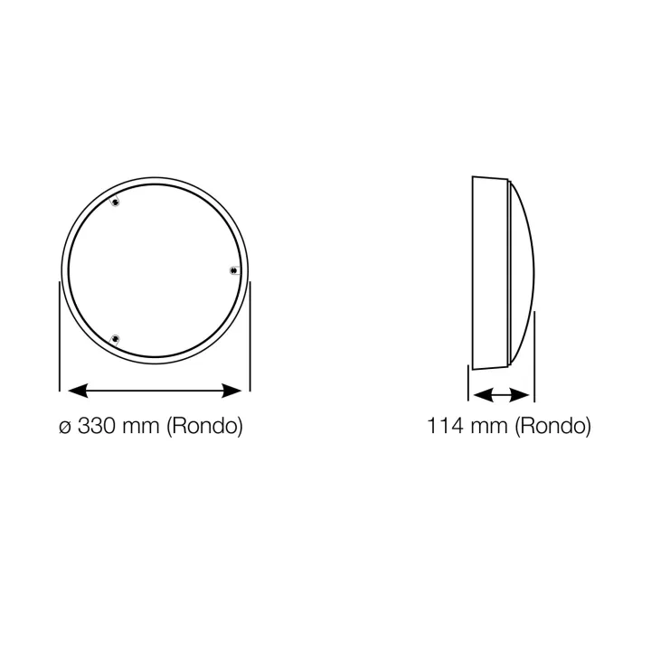 Rondo 2550Lm 4000K Vav Ik11++/120J Ip66 Ø330Mm On Off Bl