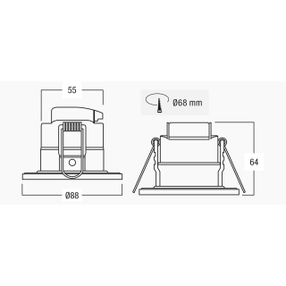 Downlight Hector, Ip65,Cct Changing,Encastr Ø68Mm,Finition Noir