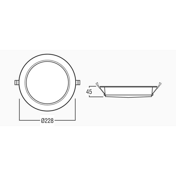 Downlight Horus 18W 8'' 3000K Ip54 Blanc Cutout 200-210Mm